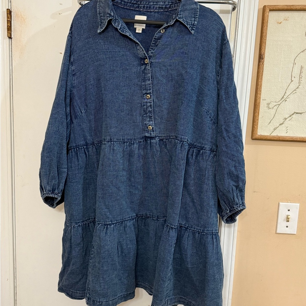 Blue Denim Tiered Dress